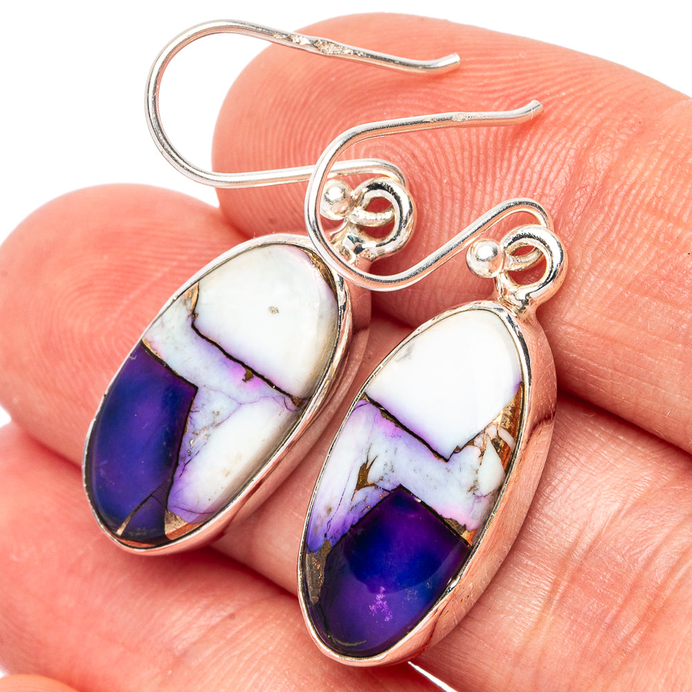 Purple Copper Composite Turquoise Earrings 1 3/8" (925 Sterling Silver) E2582