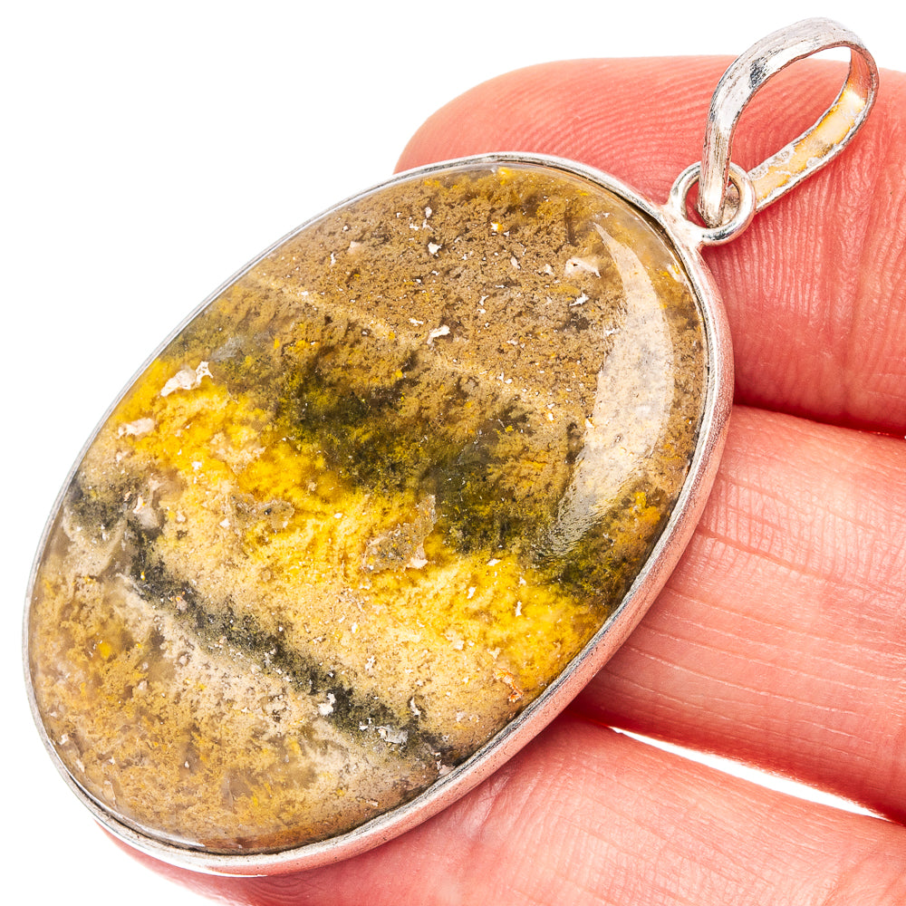 Bumblebee Jasper Pendant 1 7/8" (Silver Plated)