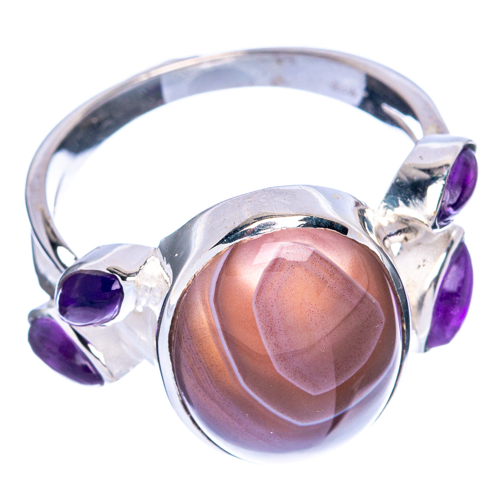 Botswana Agate, Amethyst Ring Size 9 (925 Sterling Silver) R144393
