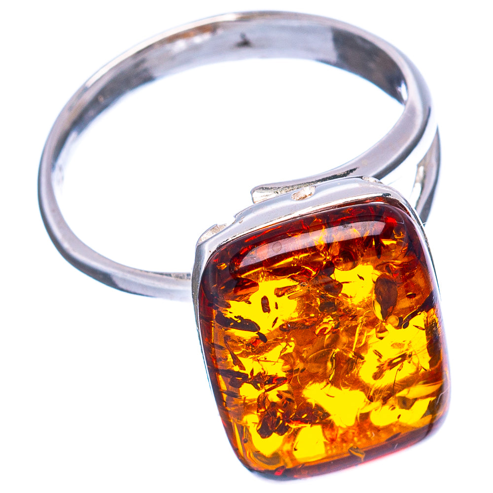 Baltic Amber Ring Size 7 Adjustable (.925 Sterling Silver)