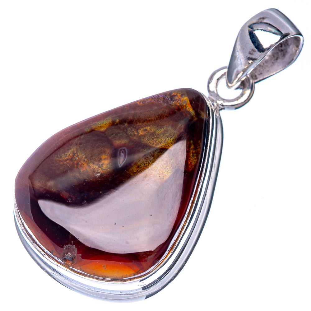 Rare Mexican Fire Agate Pendant 1 3/8" (925 Sterling Silver) P41046