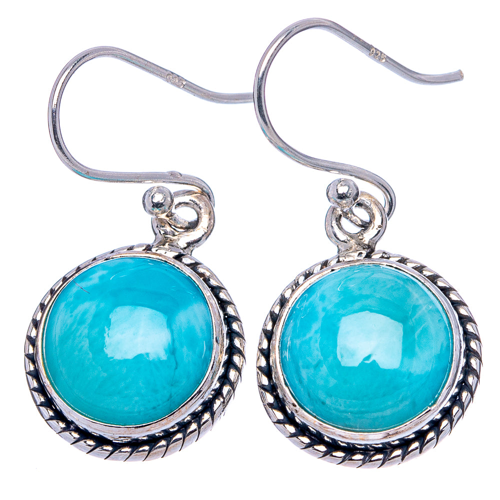 Rare Larimar Earrings 1 1/8" (.925 Sterling Silver)