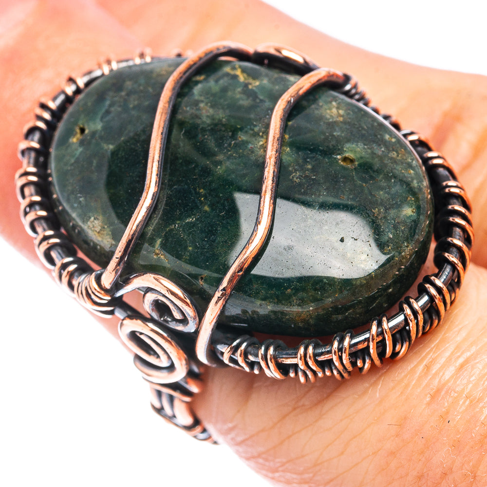 Ocean Jasper Wire Wrap Ring Size 6.25 (Oxidized Copper)