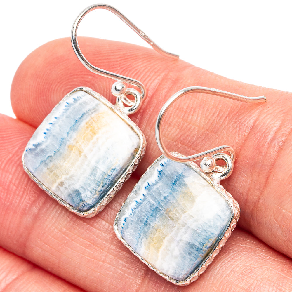 Blue Scheelite Earrings 1 1/8" (925 Sterling Silver) E1919