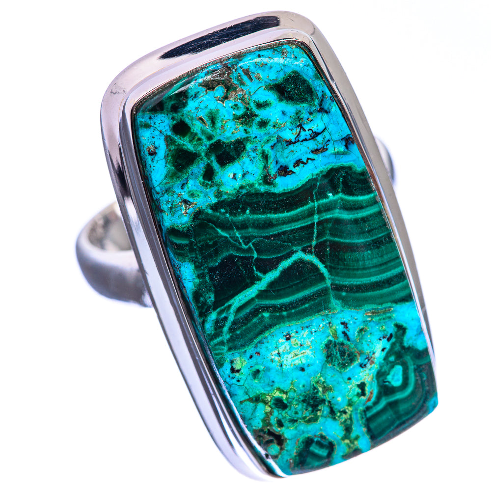 Malachite In Chrysocolla 925 Sterling Silver Ring Size 6.25