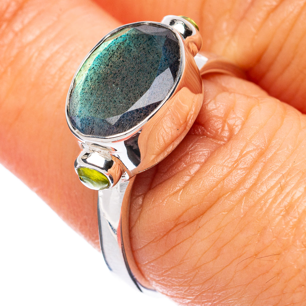 Asc Premium Labradorite, Peridot Ring Size 8 (925 Sterling Silver) R3514