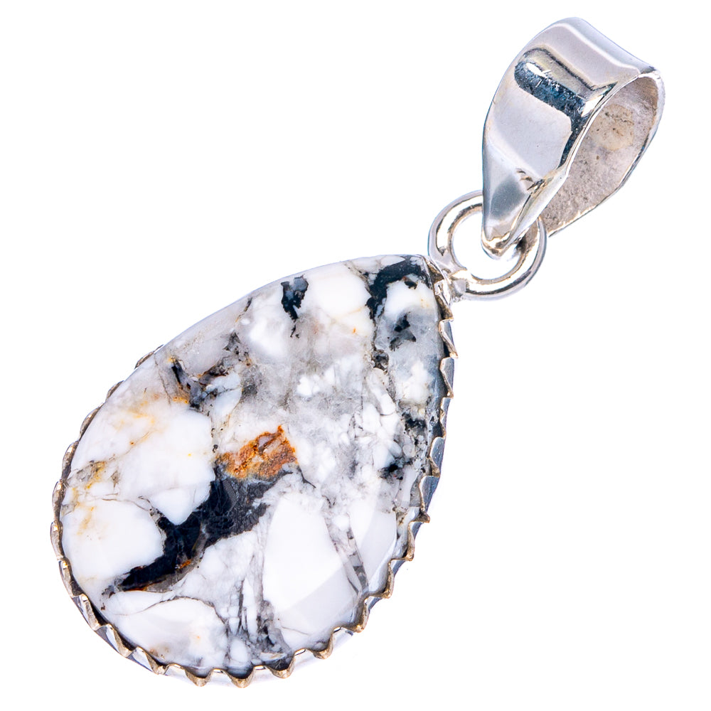 White Buffalo Turquoise Pendant 1 1/4" (.925 Sterling Silver)