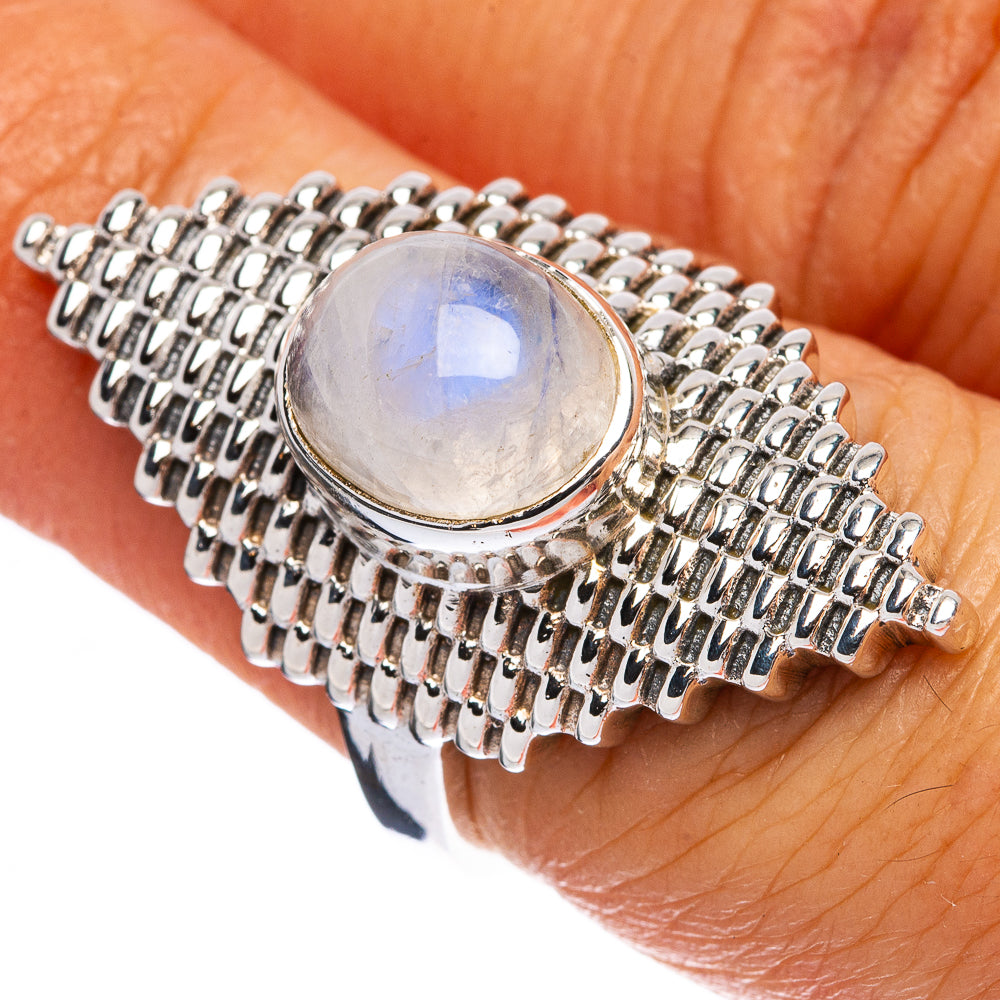Large Rainbow Moonstone Ring Size 6 (925 Sterling Silver) R146473