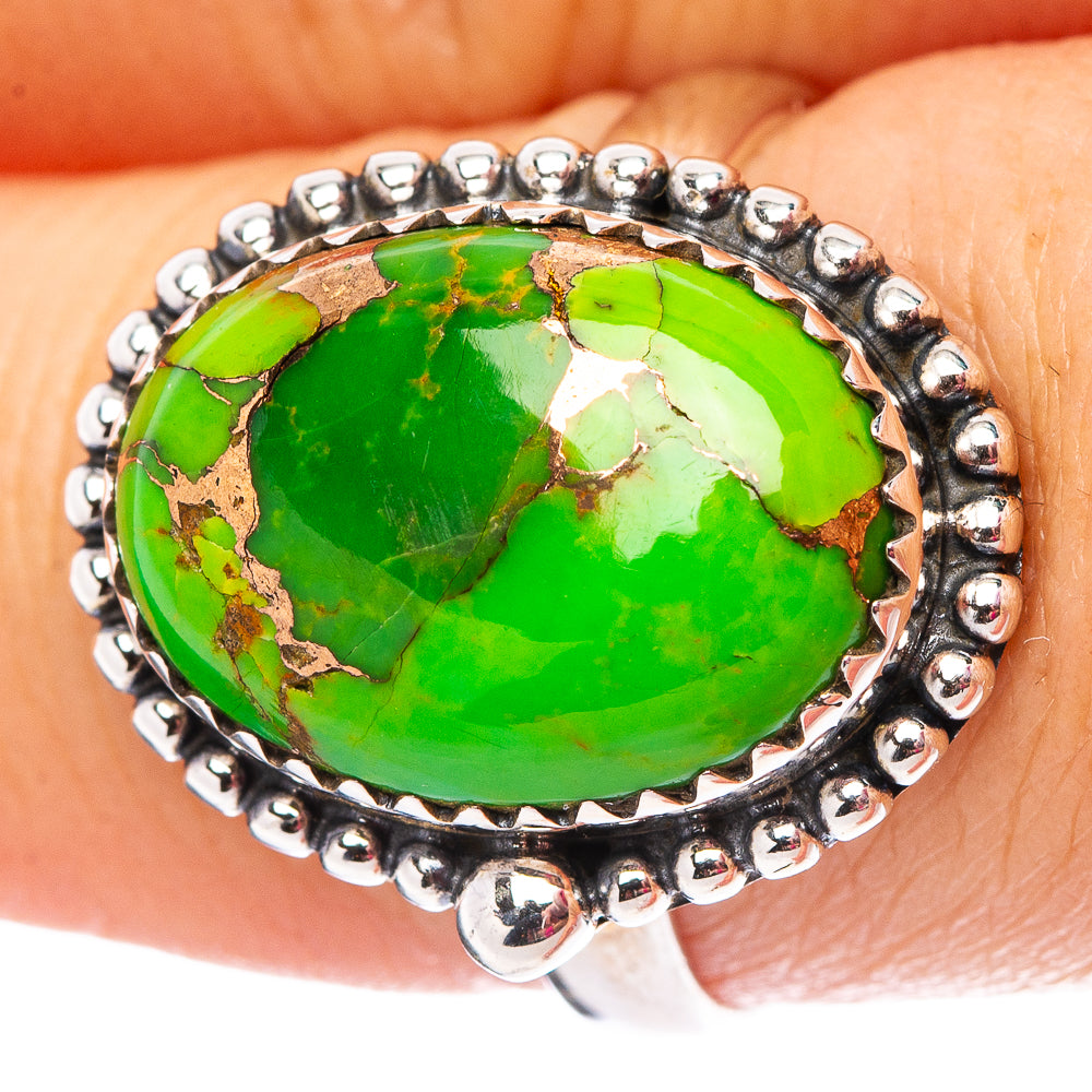 Green Copper Turquoise Ring Size 8 (.925 Sterling Silver)