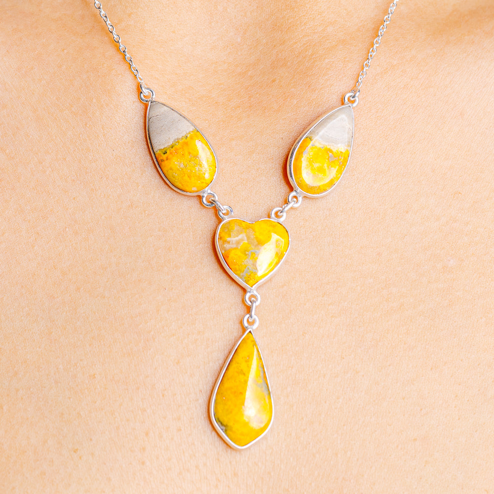 Bumblebee Jasper Necklace 17 to 19" (.925 Sterling Silver)