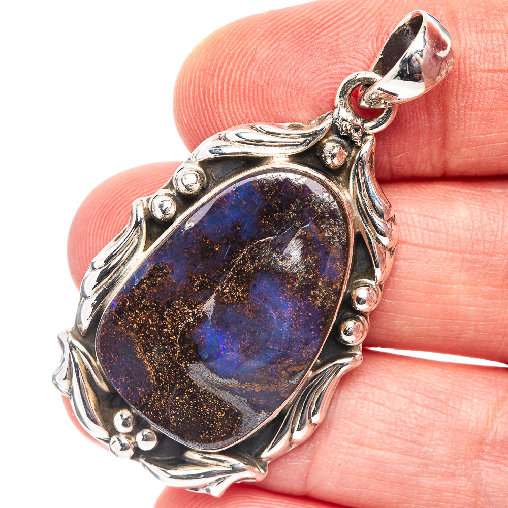 Rare Premium Boulder Opal Pendant 1 3/4" (.925 Sterling Silver)