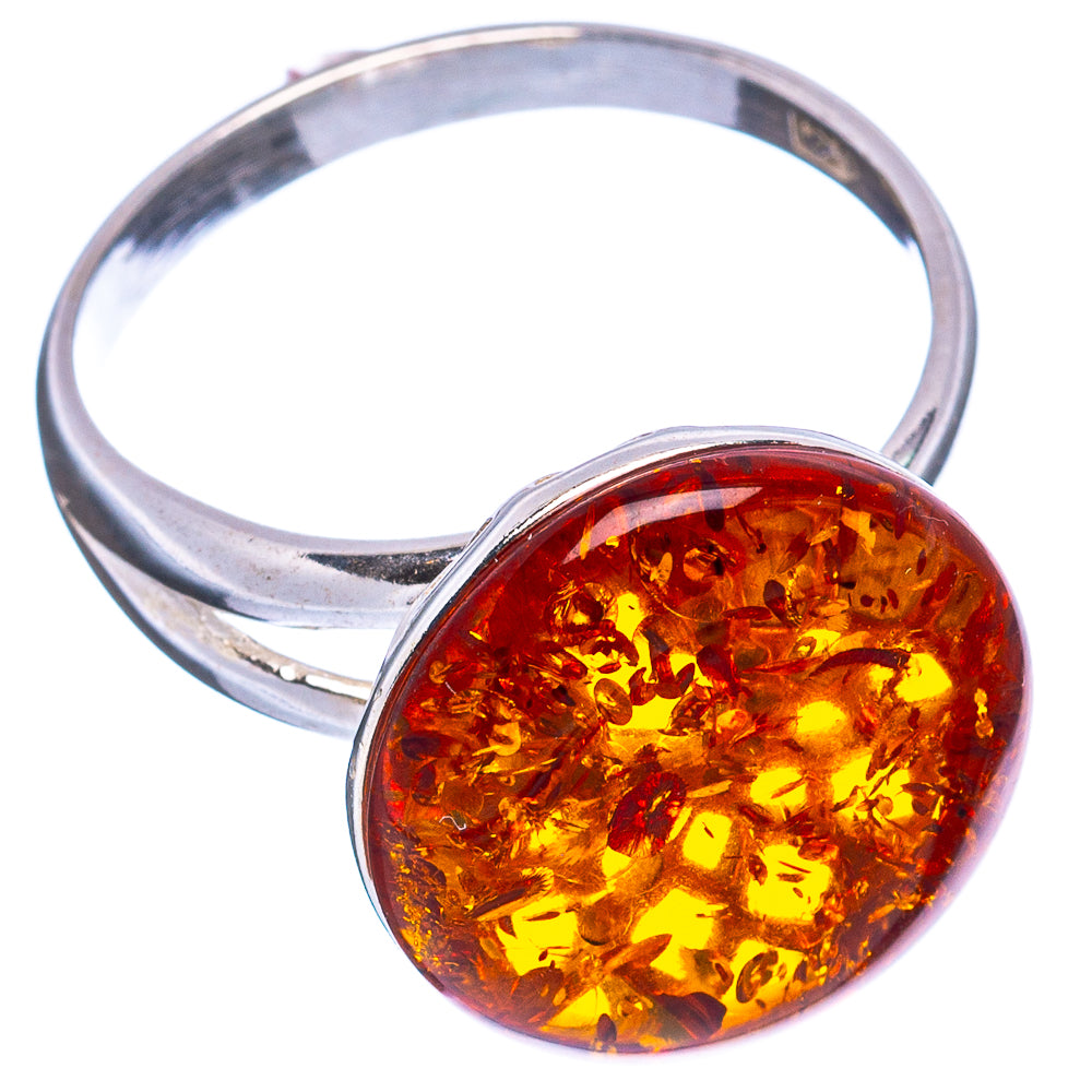 Baltic Amber Ring Size 8 Adjustable (.925 Sterling Silver)