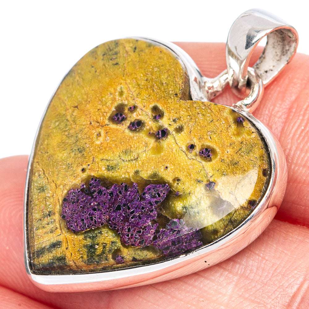 Atlantisite Heart Pendant 1 3/8" (925 Sterling Silver) P41456