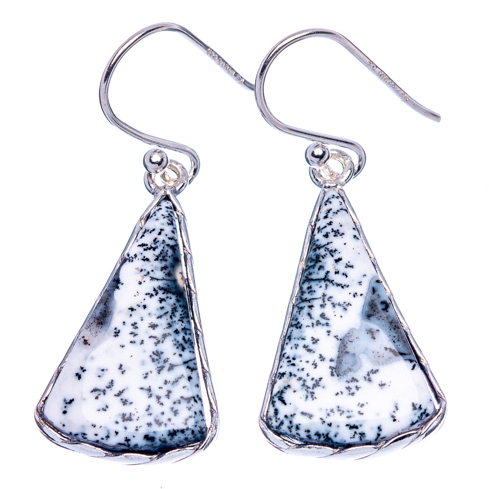 Dendritic Opal 925 Sterling Silver Earrings 1 1/2" (925 Sterling Silver) E1968