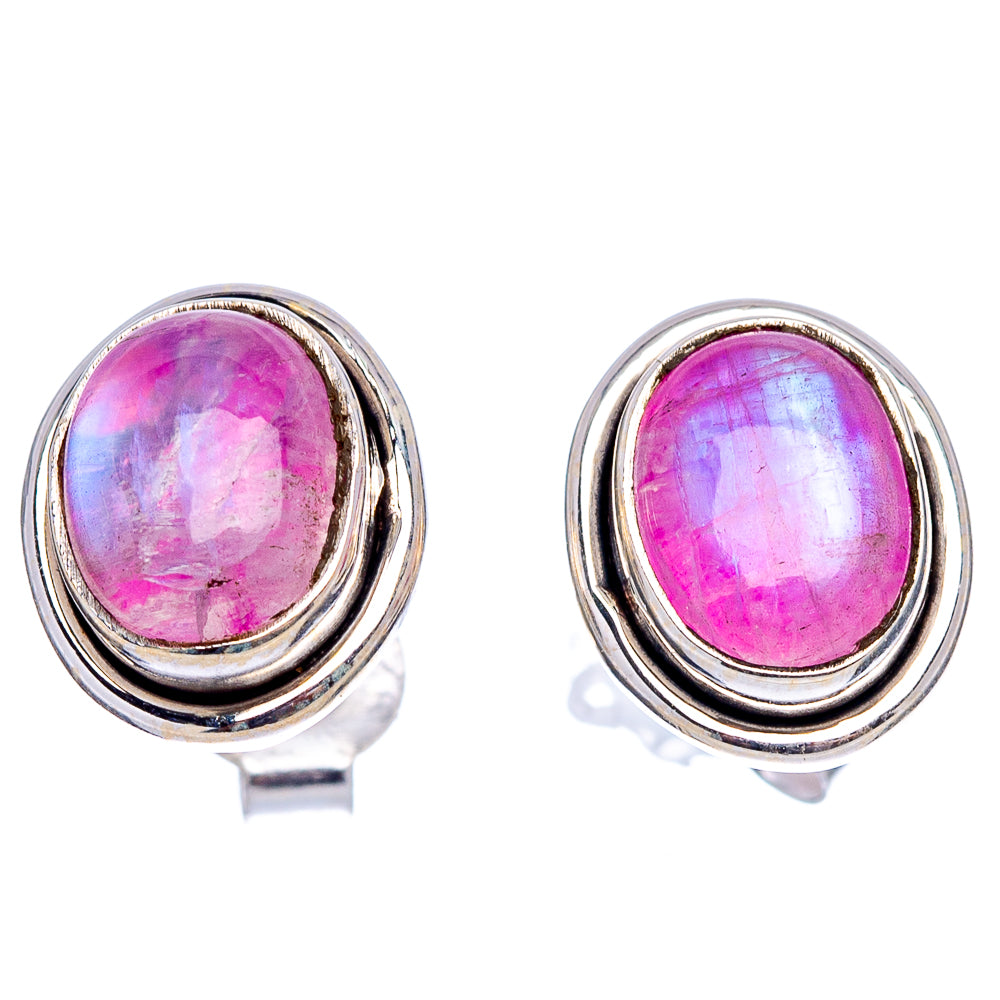 Pink Moonstone Earrings 3/8" (.925 Sterling Silver)