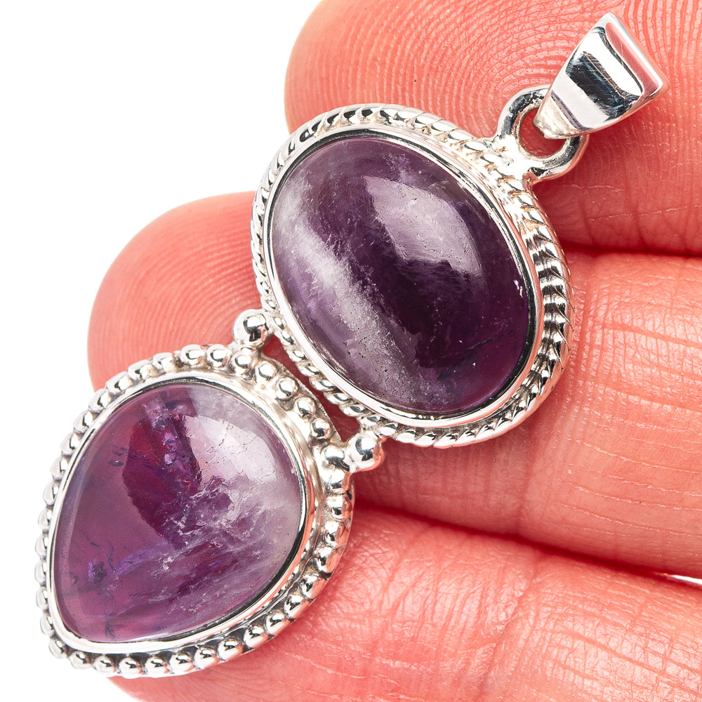 Premium Chevron Amethyst Pendant 1 5/8" (.925 Sterling Silver)