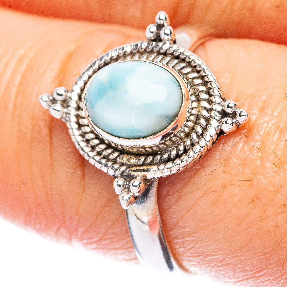 Larimar Dainty Ring Size 8 (925 Sterling Silver) R3425