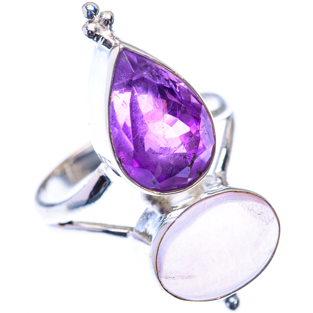 Large Rose Quartz, Amethyst 925 Sterling Silver Ring Size 11 (925 Sterling Silver) RING140386