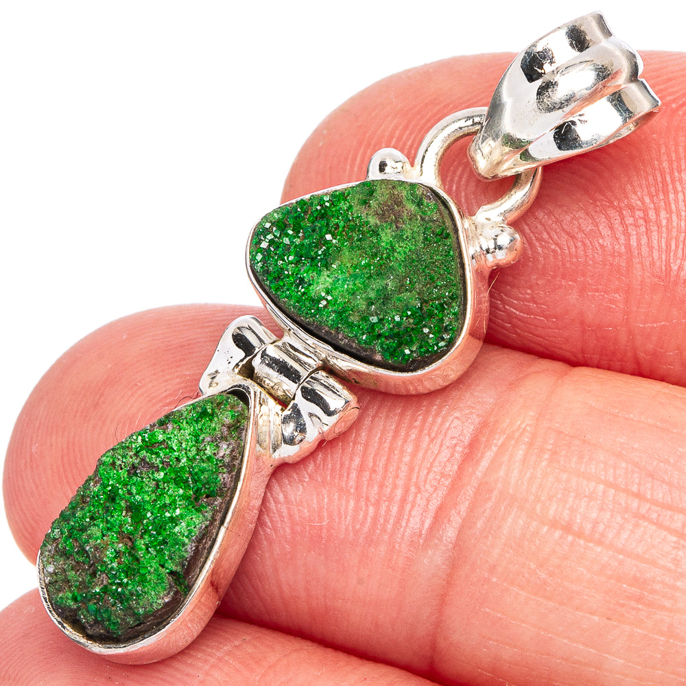 Rare Uvarovite Garnet Pendant 1 3/8" (925 Sterling Silver) P40368