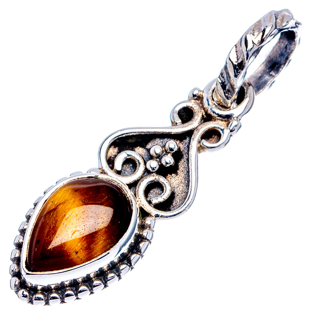 Tiger's Eye Dainty Pendant 1 1/8" (.925 Sterling Silver)