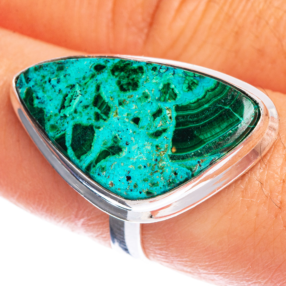 Malachite In Chrysocolla Ring Size 8 (925 Sterling Silver) R144252