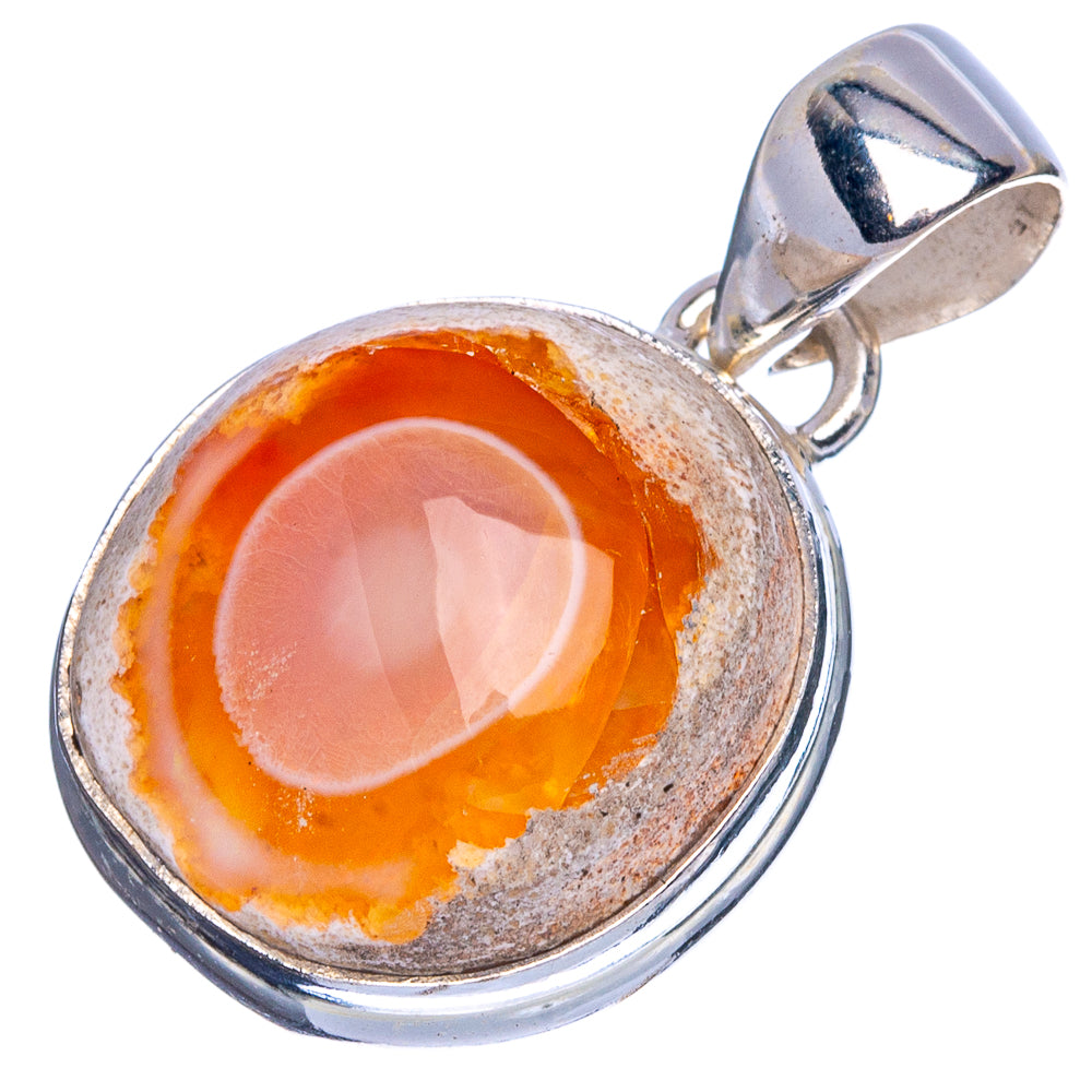 Mexican Fire Opal Pendant 1 1/8" (925 Sterling Silver) P41741
