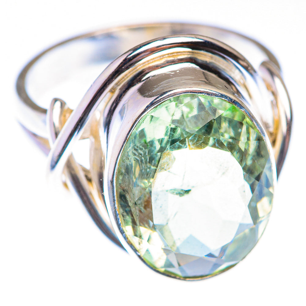 Faceted Green Amethyst Ring Size 7.25 (925 Sterling Silver) RING139919