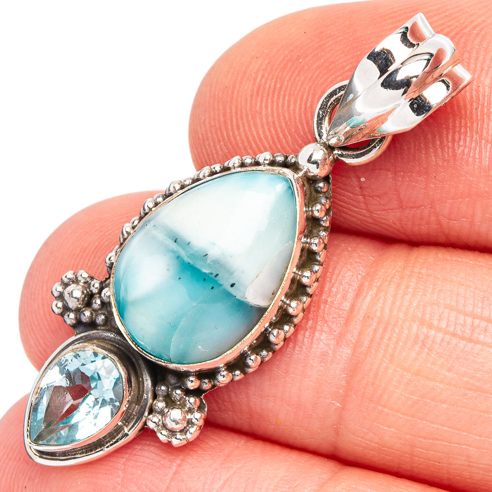 Larimar, Blue Topaz Pendant 1 1/2" (925 Sterling Silver) P44990