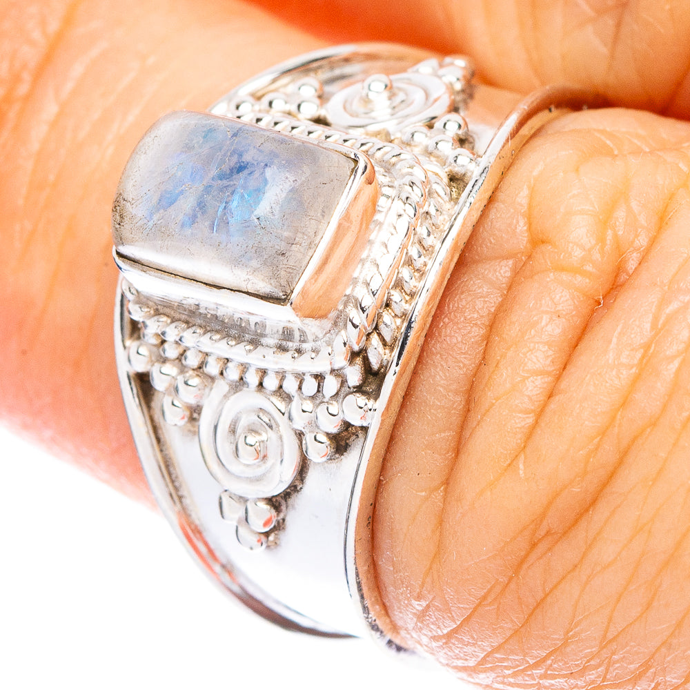 Rainbow Moonstone Dainty Ring Size 6 (925 Sterling Silver) R146963