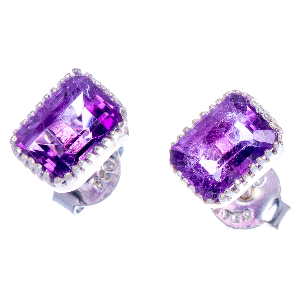 Faceted Amethyst Earrings 3/8" (925 Sterling Silver) E1027