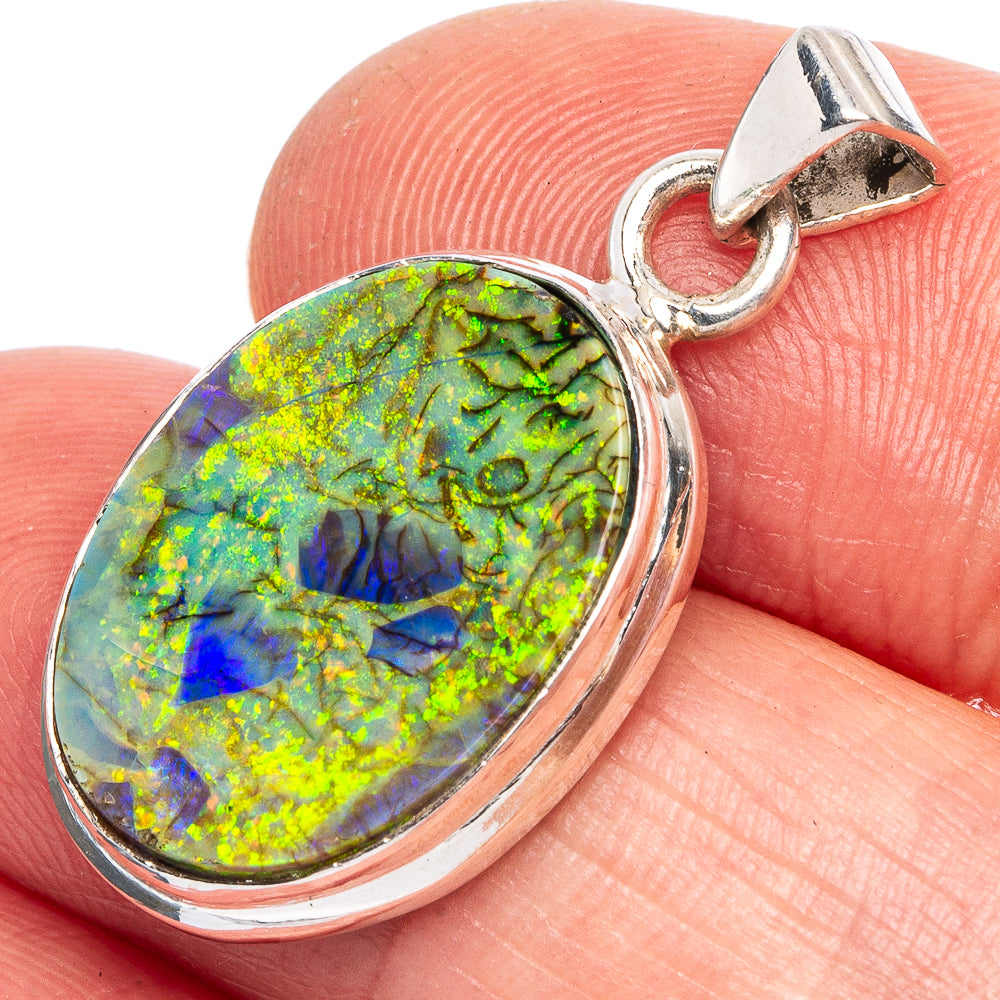 Rare Sterling Opal Pendant 1 1/8" (925 Sterling Silver) P40423