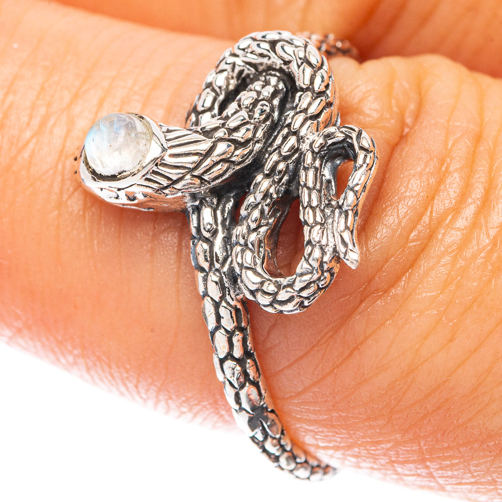 Rainbow Moonstone Snake 925 Sterling Silver Ring Size 7.75 (925 Sterling Silver) R5474