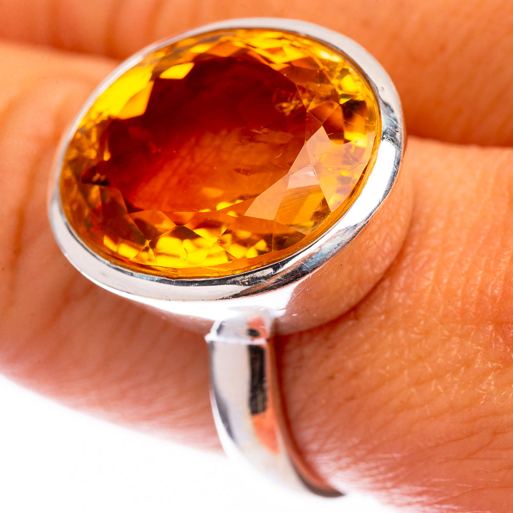 Faceted Citrine 925 Sterling Silver Ring Size 8.25 (925 Sterling Silver) RING140322