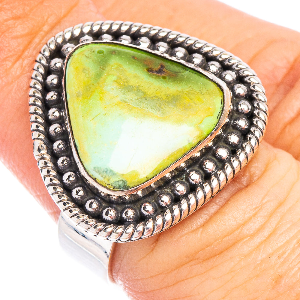 Sonoran Gold Turquoise Native Style Ring Size 6 Adjustable (.925 Sterling Silver) Exclusive