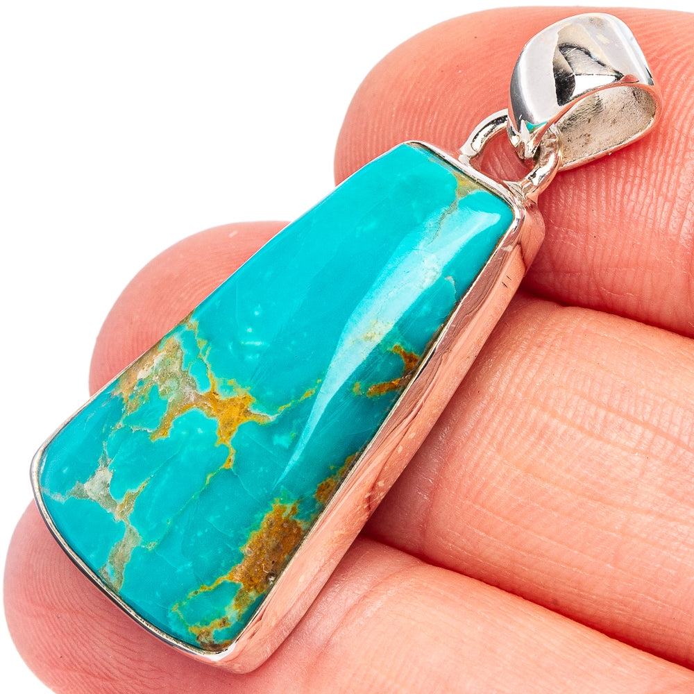 Rare Kingman Turquoise Pendant 1 1/2" (925 Sterling Silver) P44981