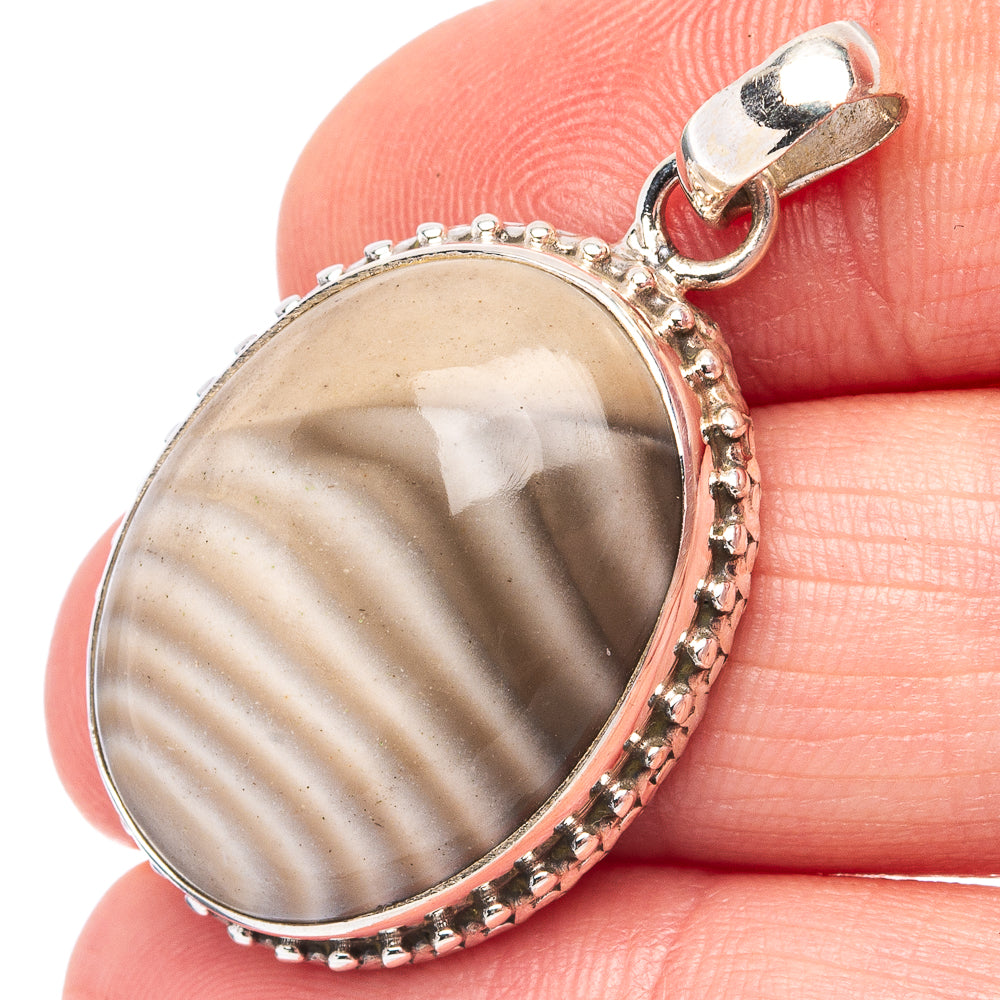 Striped Flint Pendant 1 3/8" (.925 Sterling Silver)