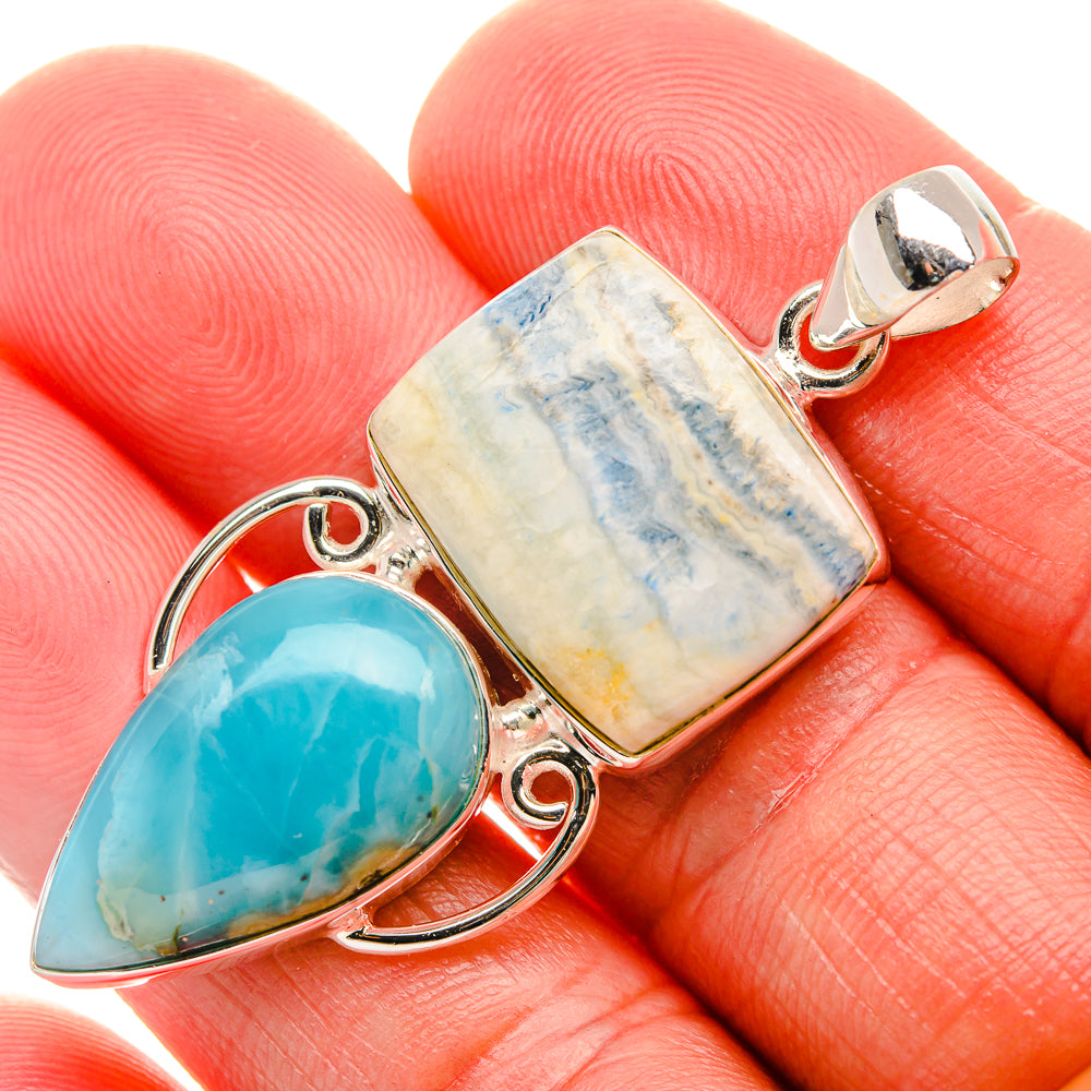 Blue Scheelite, Larimar Pendant 2" (925 Sterling Silver) PD38141