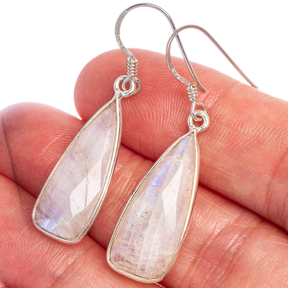 Rainbow Moonstone Earrings 1 1/2" (925 Sterling Silver) E1013