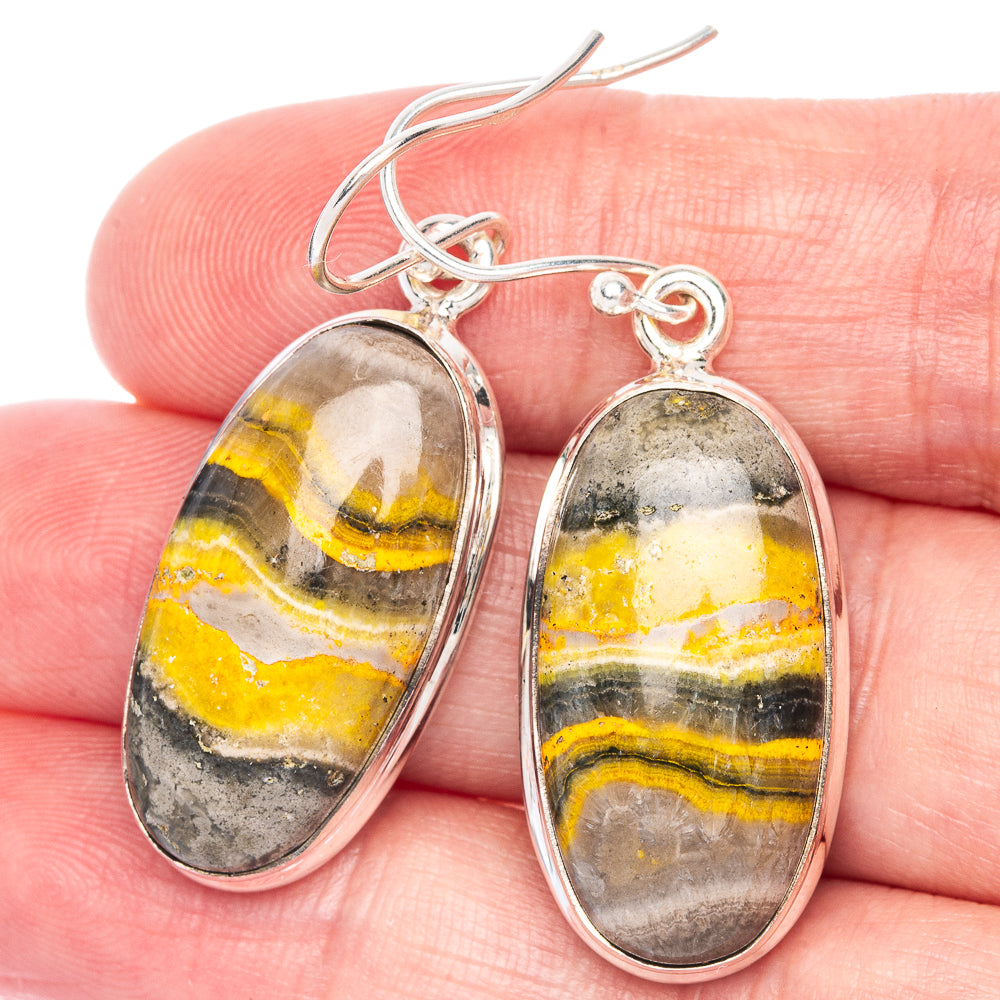 Bumble Bee Jasper Earrings 1 5/8" (925 Sterling Silver) E433052
