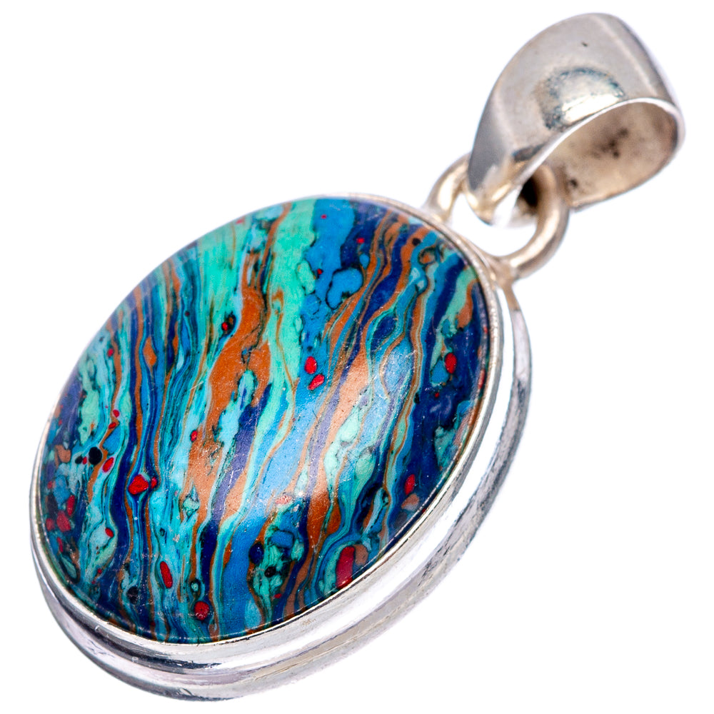 Rainbow Calsilica Pendant 1 1/8" (.925 Sterling Silver)