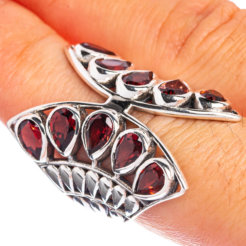 Large Garnet Ring Size 7.5 (925 Sterling Silver) R144322