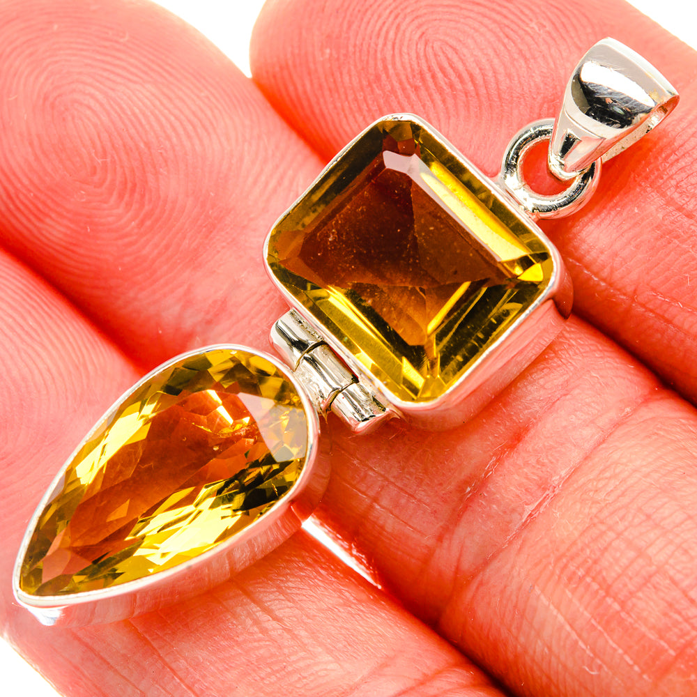 Faceted Citrine Pendant 1 3/4" (925 Sterling Silver) PD38075