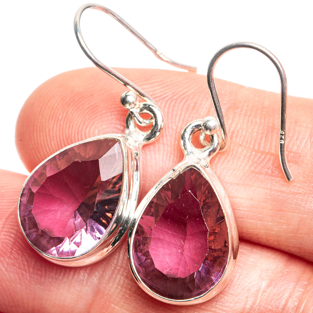 Color Change Alexandrite (Lab.) Earrings 1 1/4" (925 Sterling Silver) E432751