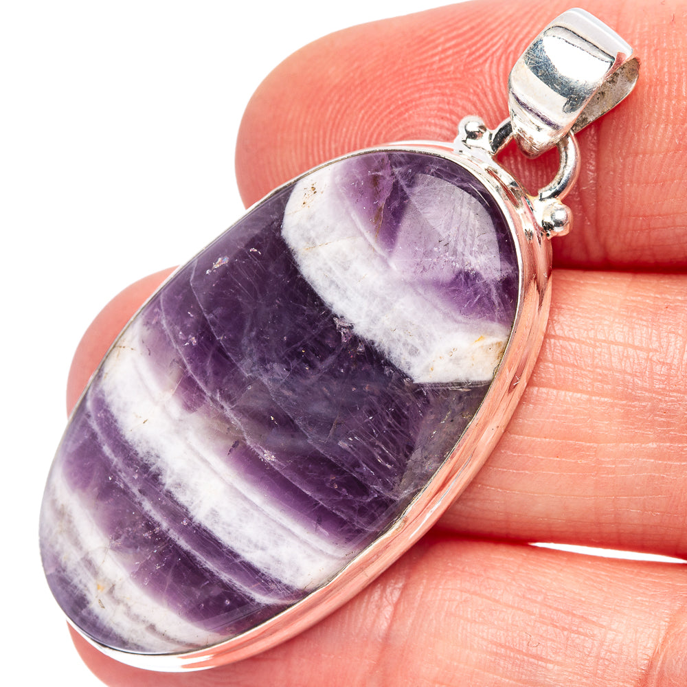 Chevron Amethyst Pendant 1 7/8" (.925 Sterling Silver)