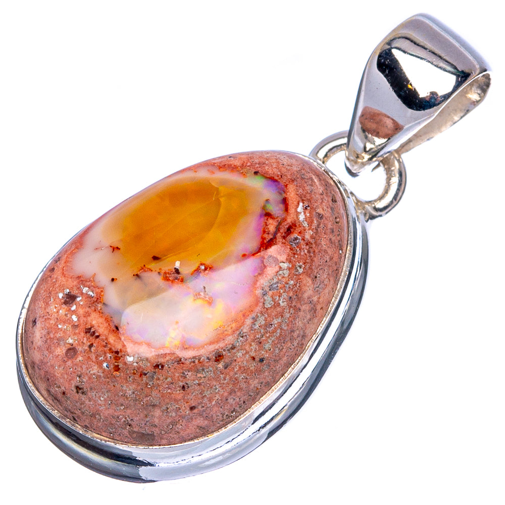 Mexican Fire Opal Pendant 1 1/4" (925 Sterling Silver) P41791