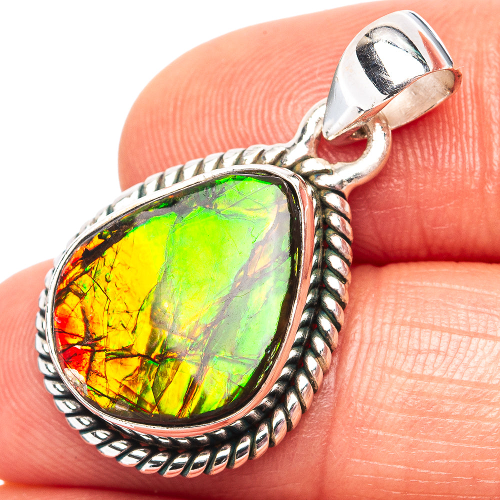 Premium Canadian Ammolite Pendant 1 1/8" (.925 Sterling Silver)