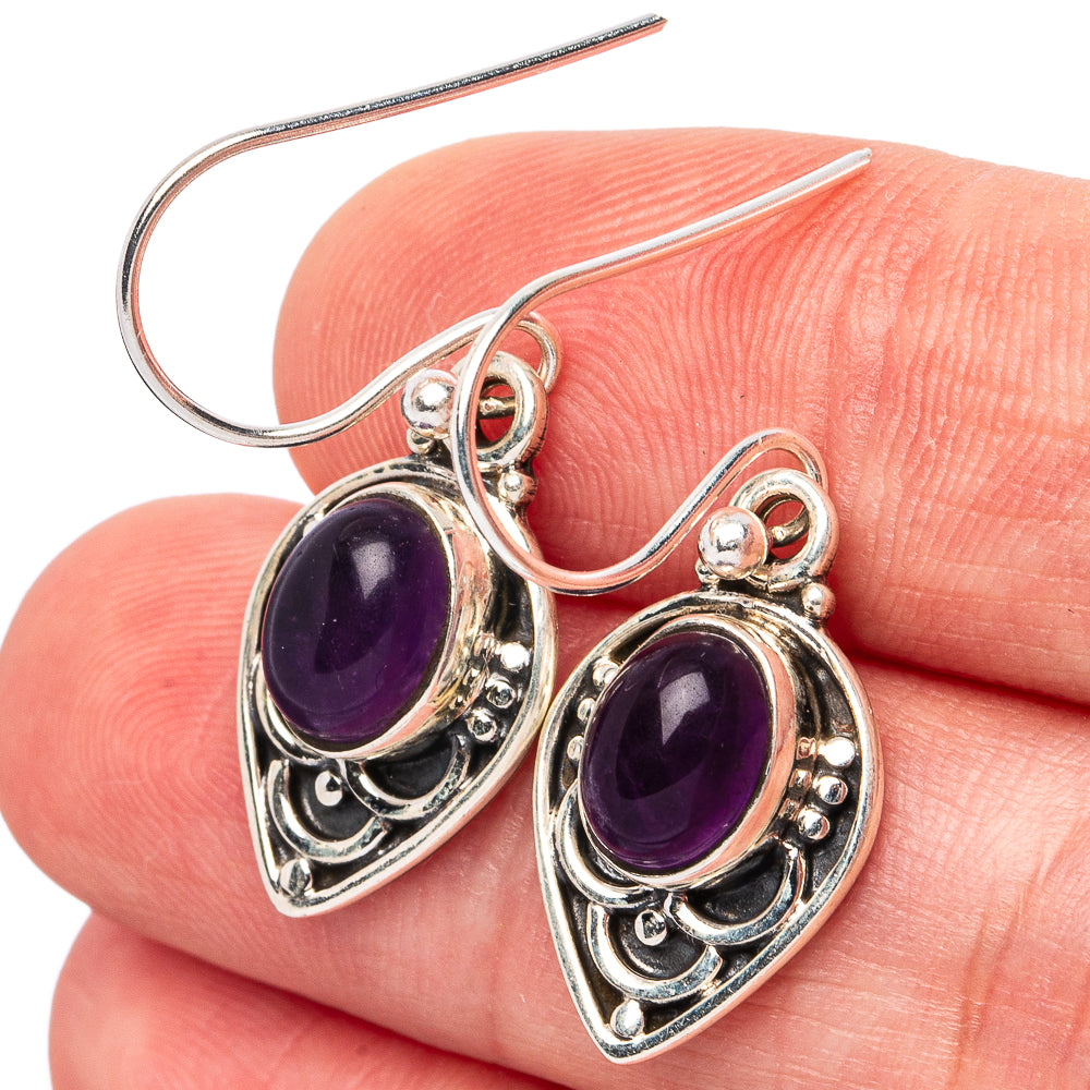 Amethyst Earrings 1 1/4" (925 Sterling Silver) E3029