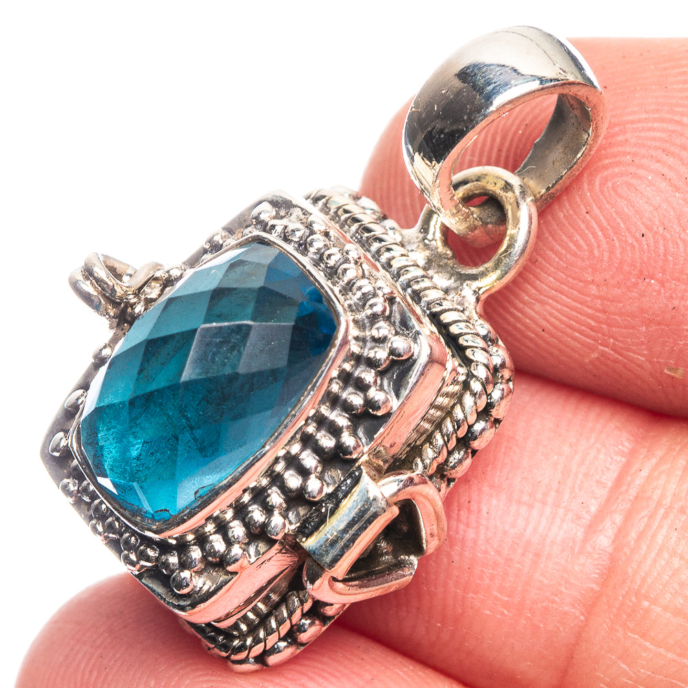 Poison Blue Topaz Pendant 1 1/8" (925 Sterling Silver) P39153