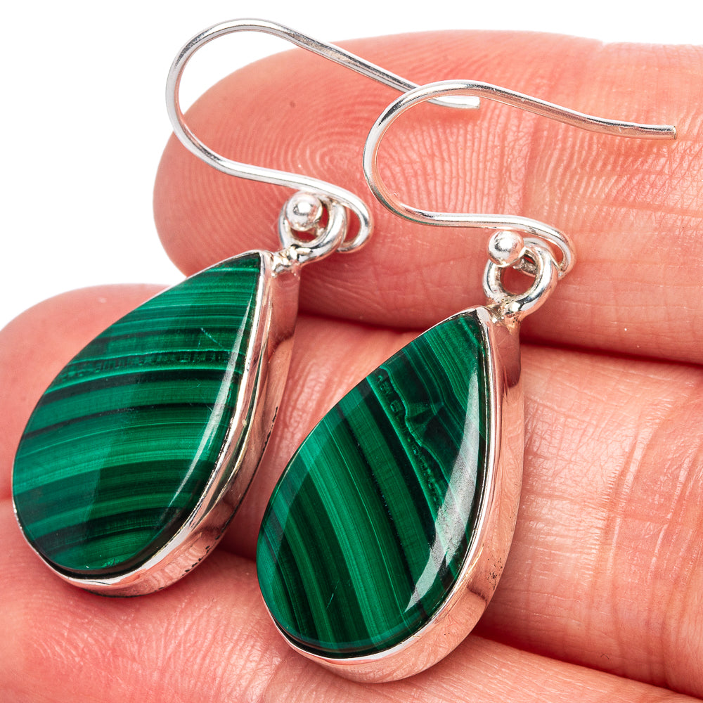 Malachite Earrings 1 3/8" (925 Sterling Silver) E1133