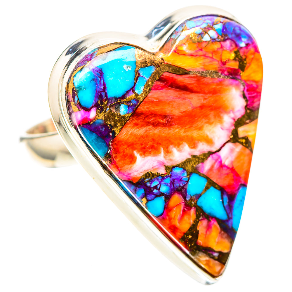 Large Kingman Pink Dahlia Turquoise Ring Size 10 (925 Sterling Silver) RING138646
